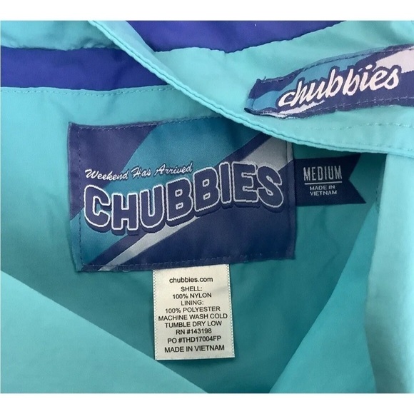 Chubbies Mens Sz M Reversible Fleece Windbreaker Pullover Blue Striped Nylon - Picture 10 of 10